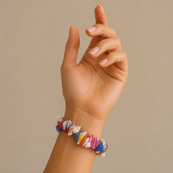 Jewelry - Multicolor Natural Sea Shell Stretch Bracelet Boho Beach Summer Accessory